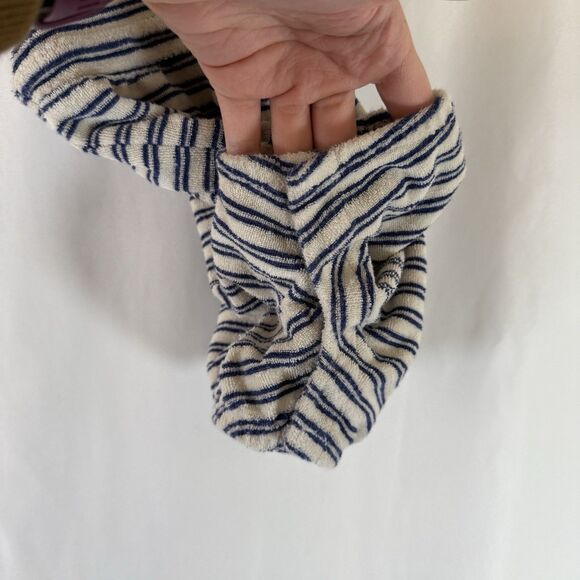 Janie and Jack Romper Boys 12-18 Months Blue White Striped Terry Cloth Button - Picture 6 of 9